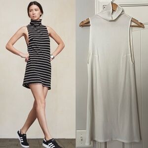 NWOT Reformation Cali Ribbed Mock Neck Mini Dress White